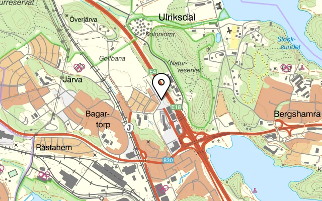 Karta som visar Sabis Ulriksdal på Drottning Kristinas Esplanad 10, 170 67 Solna