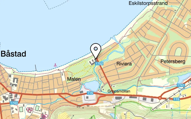 Karta som visar Hotel Riviera Beach på Rivieravägen 33, 269 39 Båstad