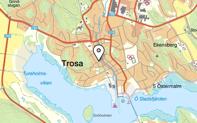 Karta som visar Trosa Stadshotell & Spa på Västra Långgatan 19 Parkering_, Viktoriagatan 23, 619 35 Trosa