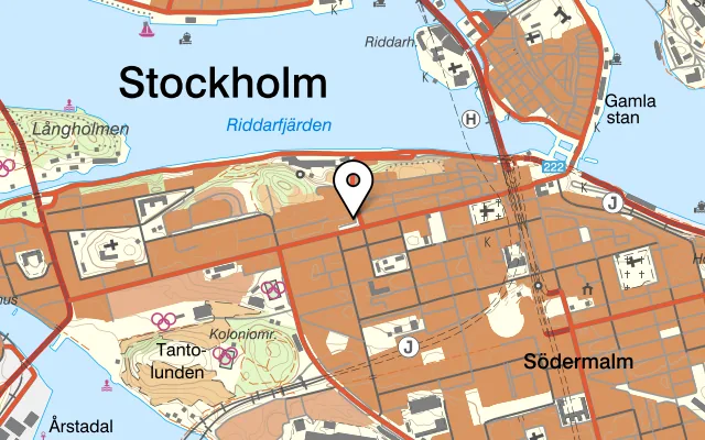 Karta som visar Barrels Burgers & Beer på Bysistorget 4, 118 21 Stockholm