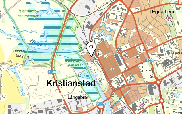 Karta som visar Restaurang Kvarnen på Spannmålsgatan 9, 291 32 Kristianstad, Sweden