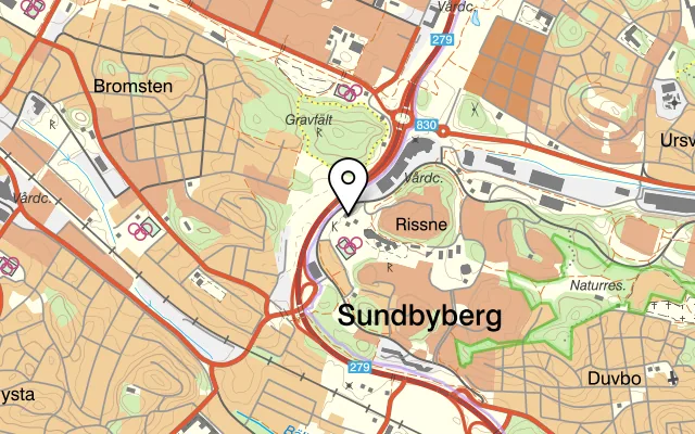 Karta som visar Rissne Gård AB på Mässvägen 2, 174 59 Sundbyberg