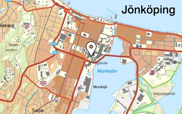 Karta som visar Restaurang Arken på Gjuterigatan 5, 553 18 Jönköping