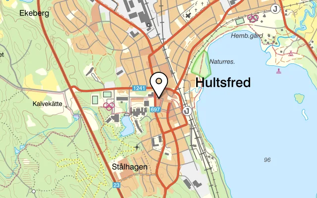 Karta som visar Restaurang Bambugården på Bryggerigatan 11, 577 30 Hultsfred