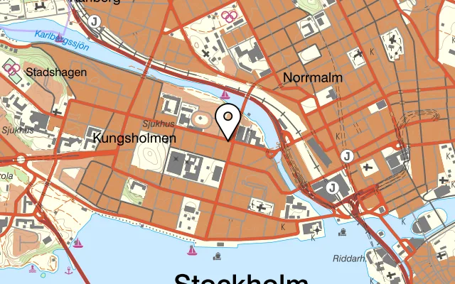 Karta som visar K-Amed Kolgrill på Fleminggatan 21, 112 26 Stockholm