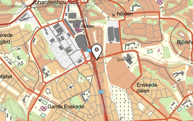 Karta som visar MOZZART Restaurang & Pizzeria på Nynäsvägen 287, 122 34 Enskede