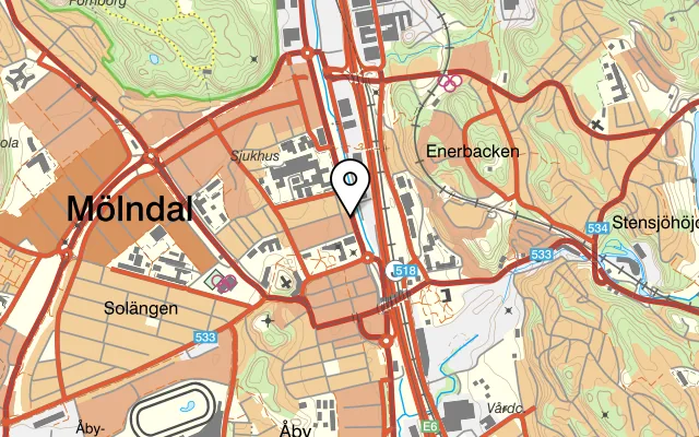 Karta som visar Pia's place på Göteborgsvägen 25, 431 30 Mölndal