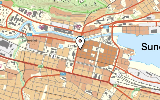 Karta som visar San Remo Pizzeria på Rådhusgatan 34, 852 32 Sundsvall