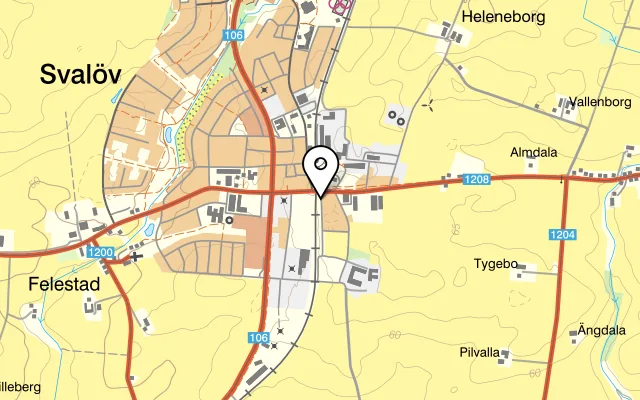 Karta som visar Byakrogen på Järnvägsgatan 2, 268 31 Svalöv
