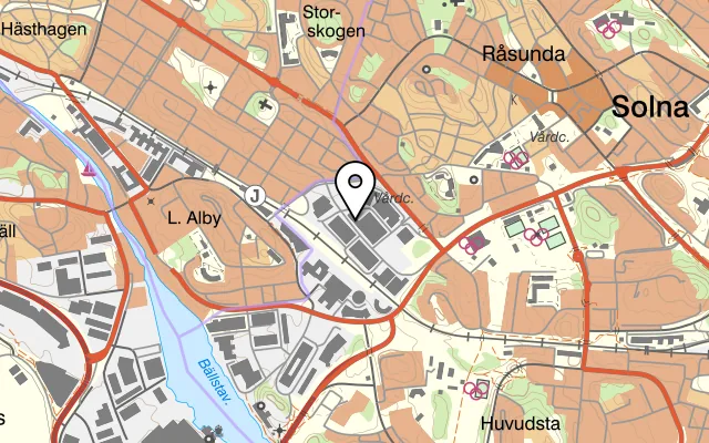 Karta som visar Marrakech Restaurang på Svetsarvägen 5b, 171 41 Solna