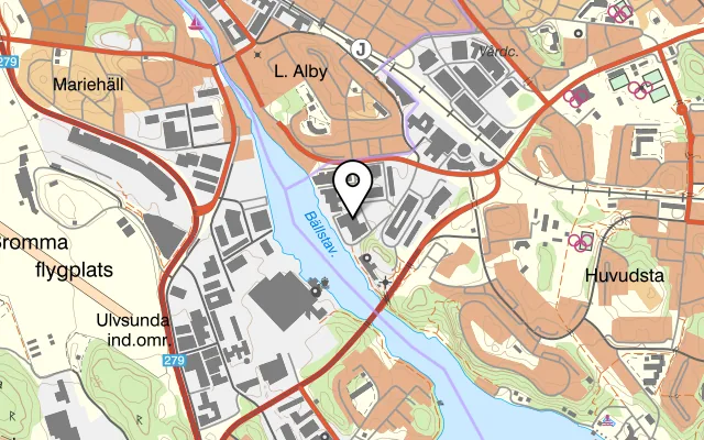 Karta som visar Marrakech Solna Strand på Solna strandväg 96, 171 54 Solna