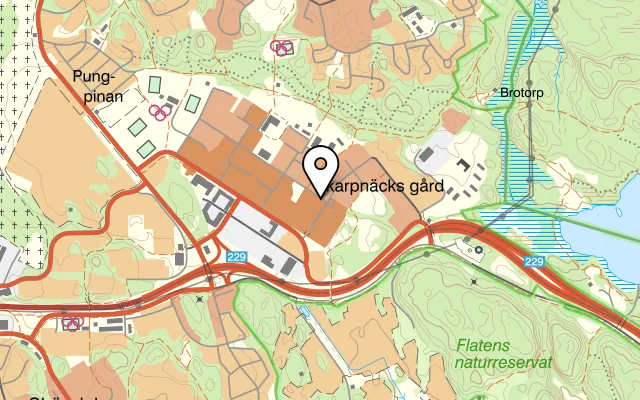 Karta som visar Chow Thai Restaurang på Skarpnäcks Allé 74, 128 33 Skarpnäck