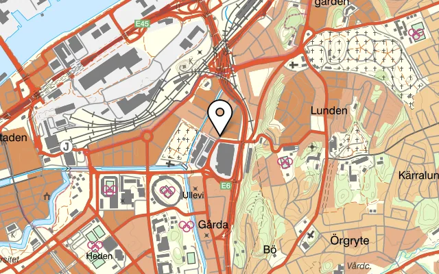 Karta som visar Pizzeria Mums Gårda på Anders Personsgatan 25, 416 48 Göteborg