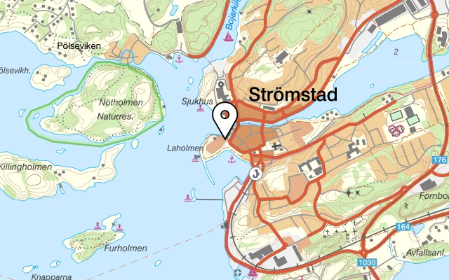 Karta som visar Restaurang Heat på Ångbåtskajen 6, 452 30 Strömstad