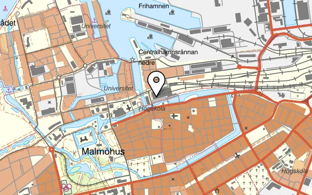 Karta som visar Smörrebröd By Freda på Centralplan 4, 211 20 Malmö