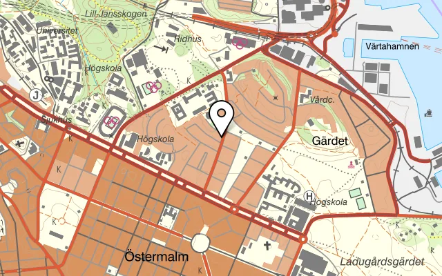 Karta som visar Pataka på Erik Dahlbergsgatan 41, 115 34 Stockholm