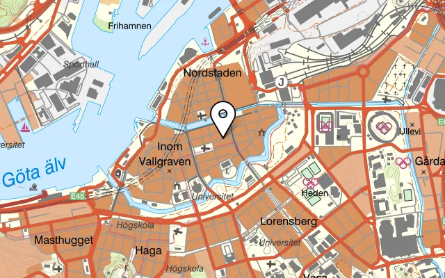 Karta som visar Downtown Deli på Kyrkogatan 40, 411 15 Göteborg