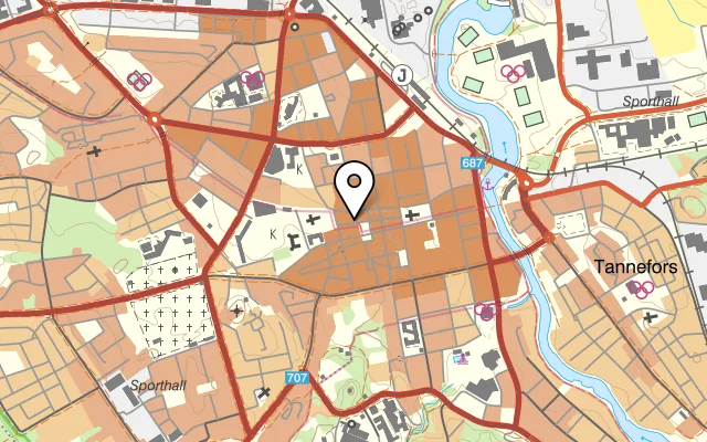 Karta som visar Hagdahlska Huset på Platensgatan 2, 582 20 Linköping