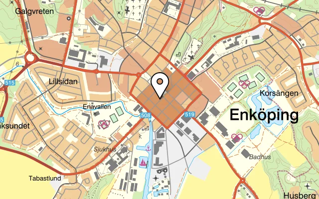 Karta som visar Sunny's Matglädje på Kungsgatan 28, 745 31 Enköping