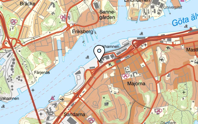 Karta som visar Café Majnabbe på Fiskhamnsgatan 10, 414 58 Göteborg