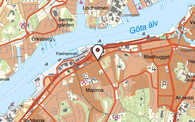 Karta som visar Musikens Hus på Djurgårdsgatan 13, 414 62 Göteborg
