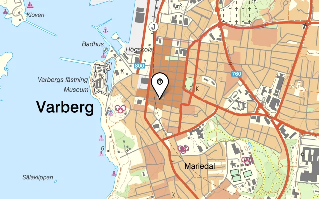 Karta som visar Prästgatan på Prästgatan 18C, 432 44 Varberg
