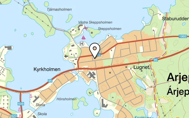 Karta som visar ICA Nära Arjeplog på Drottninggatan 9, 938 31 Arjeplog