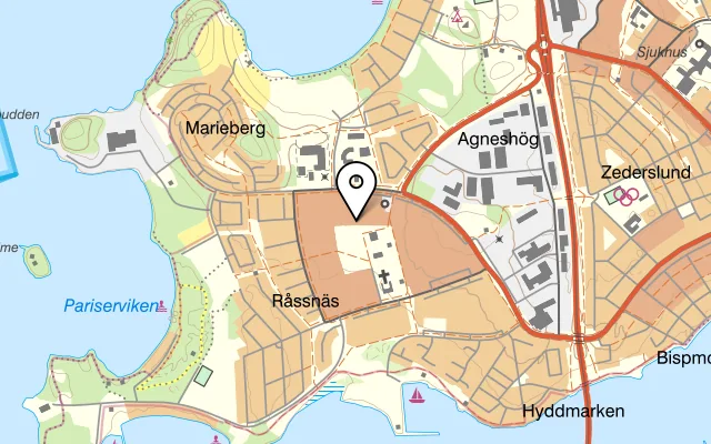 Karta som visar Mat & Café 71:an på Agneshögsgatan 71, 591 71 Motala