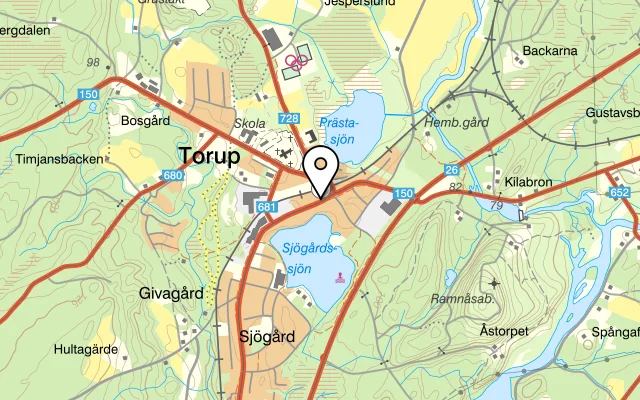 Karta som visar torups gästgivaregård på Gamla Nissastigen 18, 314 41 Torup