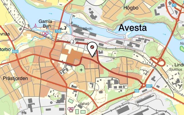Karta som visar Restaurang Mythos på Kungsgatan 4, 774 30 Avesta