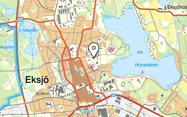 Karta som visar Putte Kock Catering på Kaserngatan 18, 575 35 Eksjö