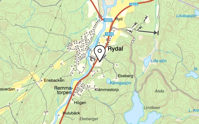 Karta som visar Rydals Herrgård på Boråsvägen 234, 511 70 Rydal