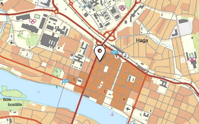 Karta som visar Harriets på Västra Norrlandsgatan 5, 903 27 Umeå
