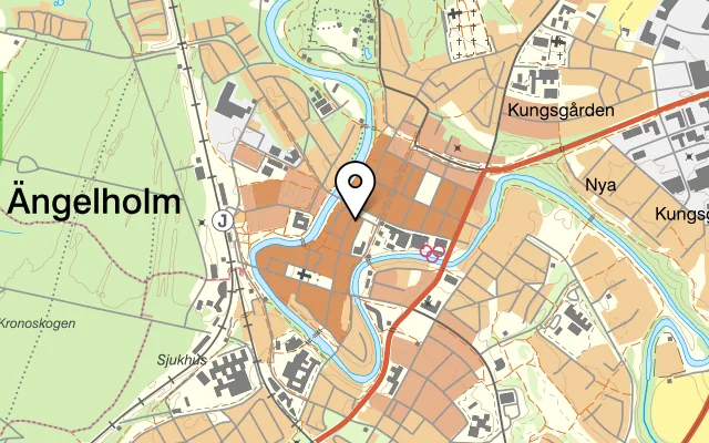 Karta som visar Sjöholms Bageri på Storgatan 58, 262 32 Ängelholm