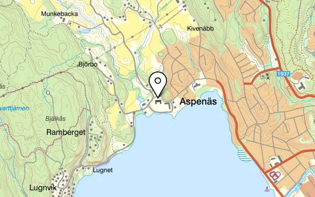 Karta som visar Aspenäs Herrgård på Seatons allé , 443 91 Lerum