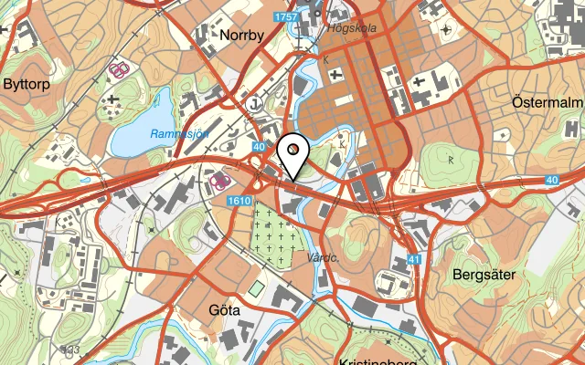 Karta som visar Astern mat och möten på Kyrkängsgatan 8, 503 38 Borås