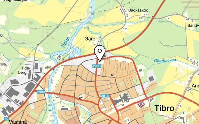 Karta som visar Millners på Mariestadsvägen 26, 543 30 Tibro