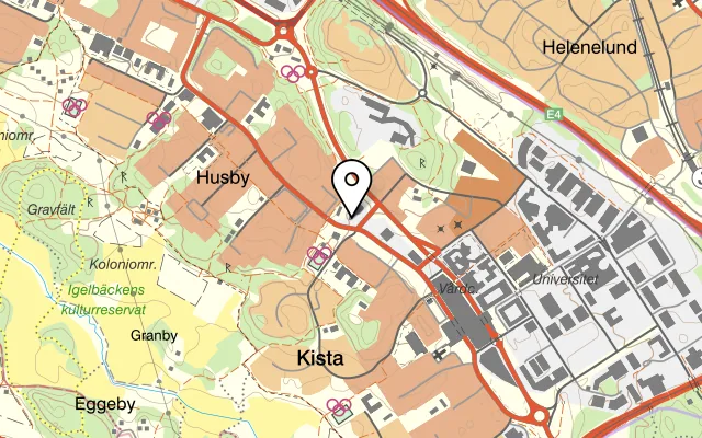 Karta som visar Lavin Restaurang på Norgegatan 2, 164 32 Kista