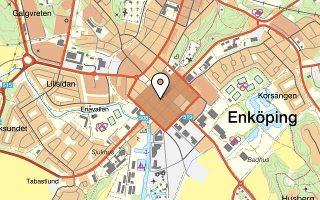 Karta som visar Stattshörnan på Källgatan 11, 745 31 Enköping