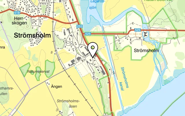 Karta som visar Strömsholms Marketenteri "Markan" på Stallbacken 5, 734 94 Strömsholm
