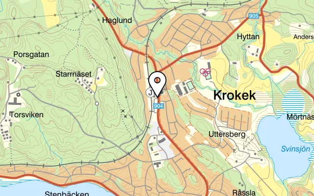Karta som visar Krokeks Pizzeria på Sjöviksvägen 59, 618 30 Kolmården