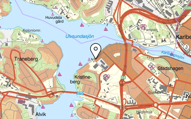 Karta som visar Hemma hos Hornsbergstrand på 