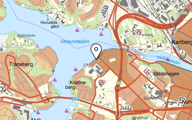 Karta som visar Los Pollos Hornsberg på 