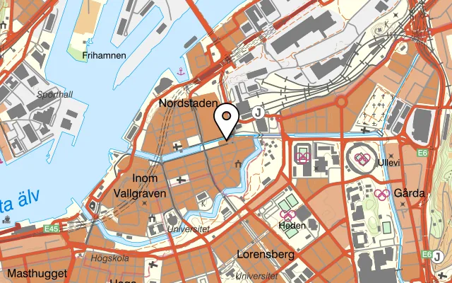 Karta som visar Hotel Pigalle på Södra Hamngatan 2A, 411 06 Göteborg, Sweden