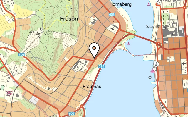 Karta som visar Circle K Frösön på 