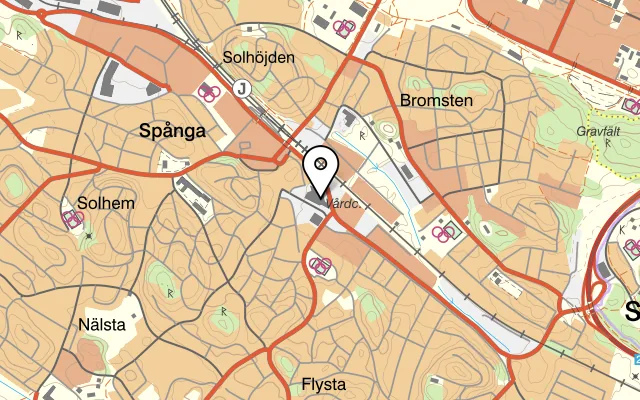 Karta som visar Lunchfabriken på Stormbyvägen 2, 4, 163 55 Spånga, Sweden