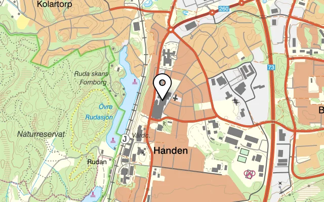 Karta som visar Taco Bar på Runstensvägen 14, 136 46 Handen, Sweden
