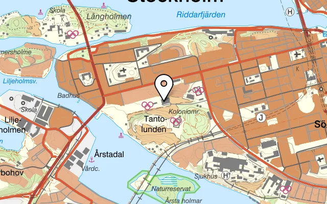 Karta som visar Zinkensdamm Hotell & Vandrarhem på Zinkens Väg 20, 117 41 Stockholm, Sweden