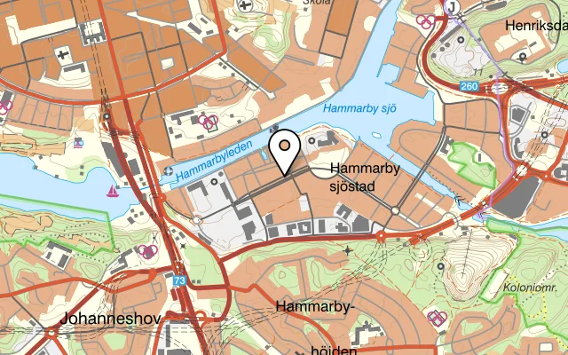 Karta som visar Cibo Italo-Americano på Hammarby allé 85, 120 63 Stockholm, Sweden