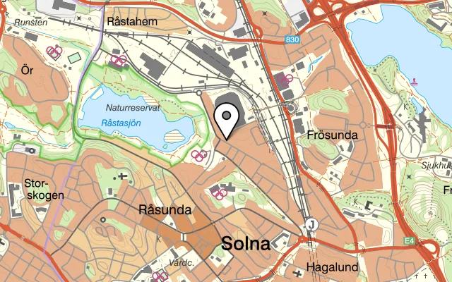 Karta som visar Marrakech Mall of Scandinavia på Evenemangsgatan 14c, 169 79 Solna, Sweden